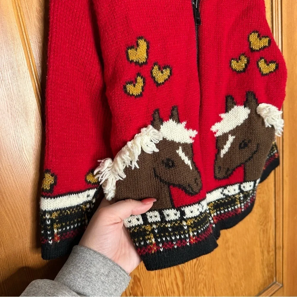 VTG vintage rods western 3D horse full zip jacket